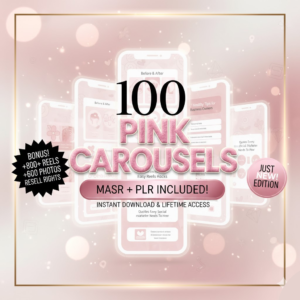 The Pink Luxe Collection: 100 Premium Aesthetic Instagram Carousel Templates | High-End Branding Suite | Fully Editable Canva PLR/MRR Assets.